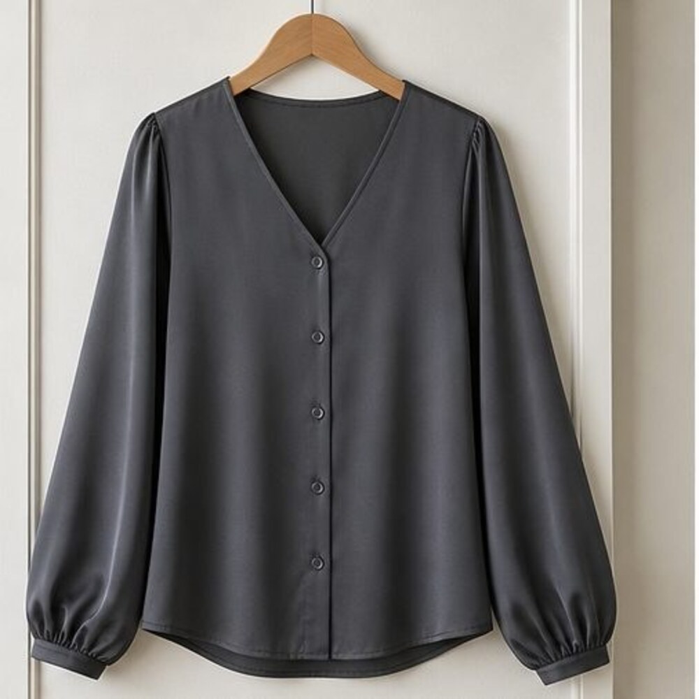 Charcoal Pleated Blouse